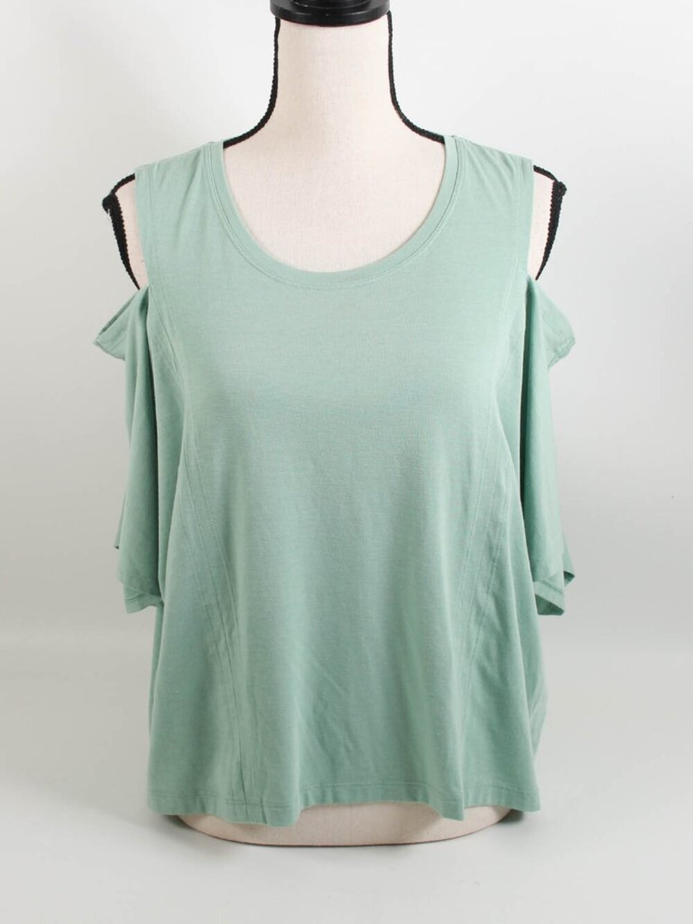 Athleta Intention Tee XL Sage Green Cold Shoulder Athleisure Top